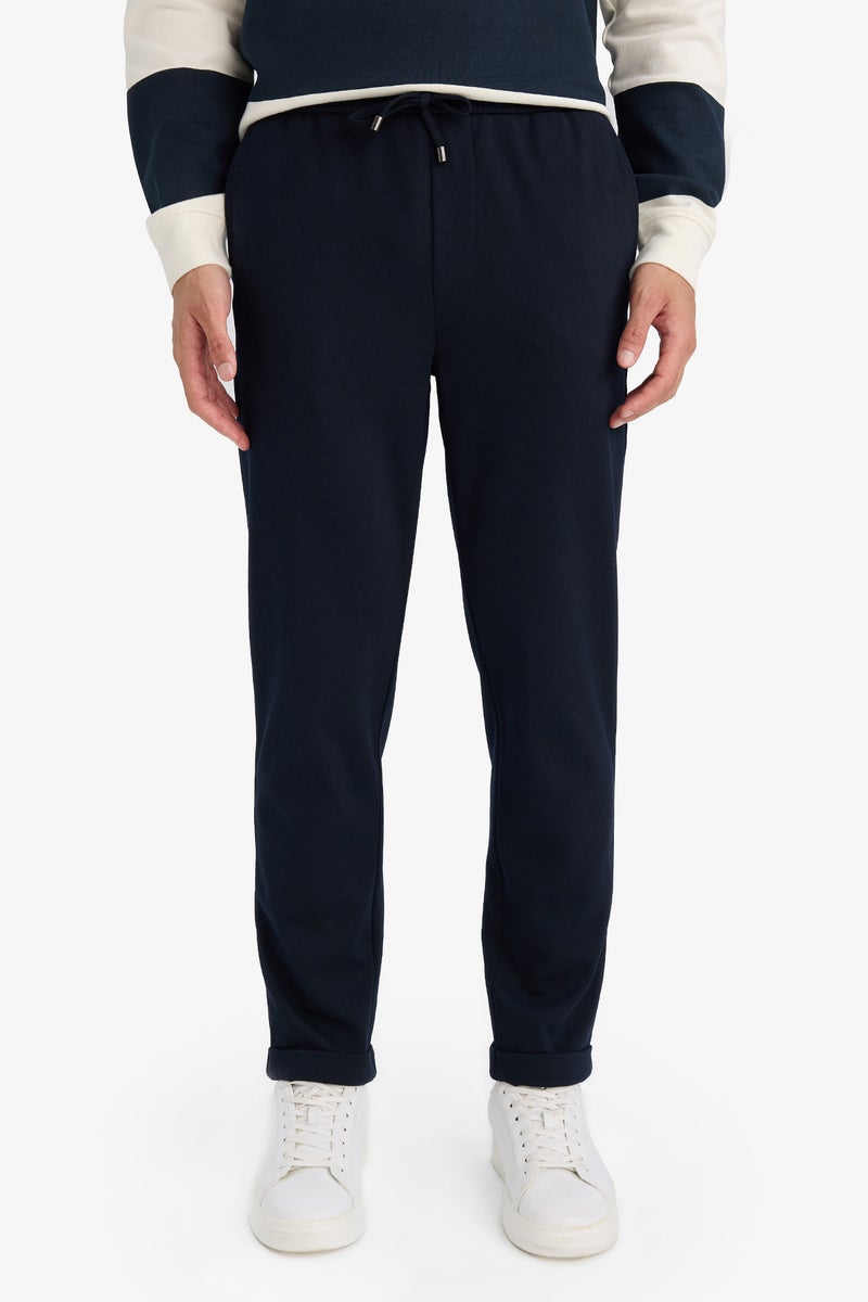 DeFacto Blue Man Tailored Fit Double Hem Trousers Casual - Image 3
